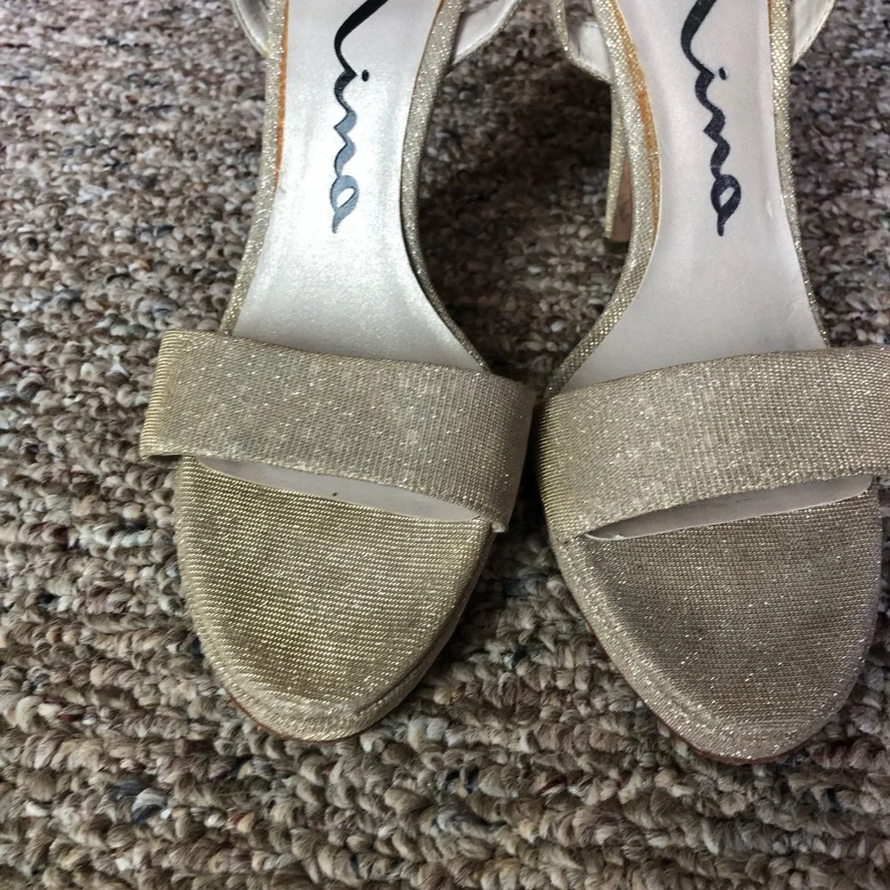 NINA Metallic GOLD LEATHER SOLE High HEEL SANDALS size 8.5